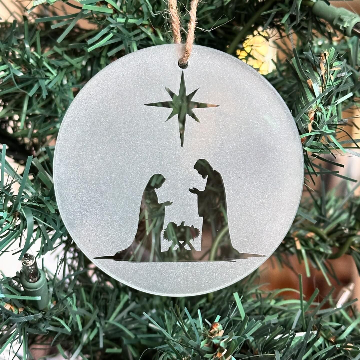 3" Round Flat Glass Etched Ornament