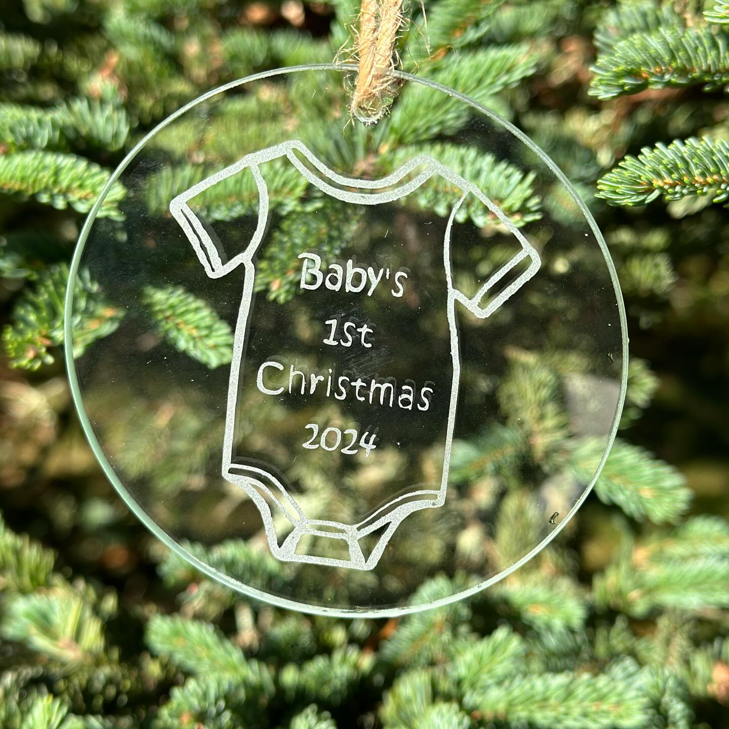 3" Round Flat Glass Etched Ornament