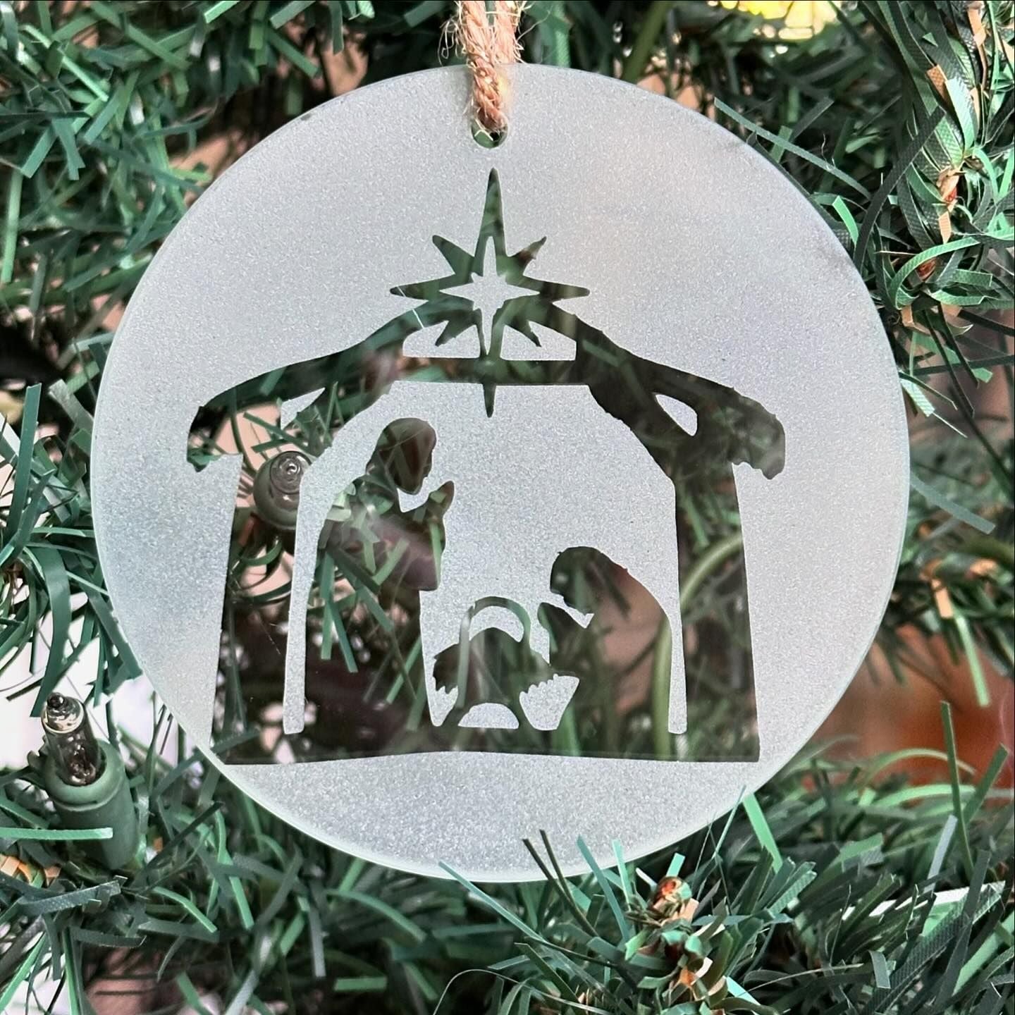 3" Round Flat Glass Etched Ornament