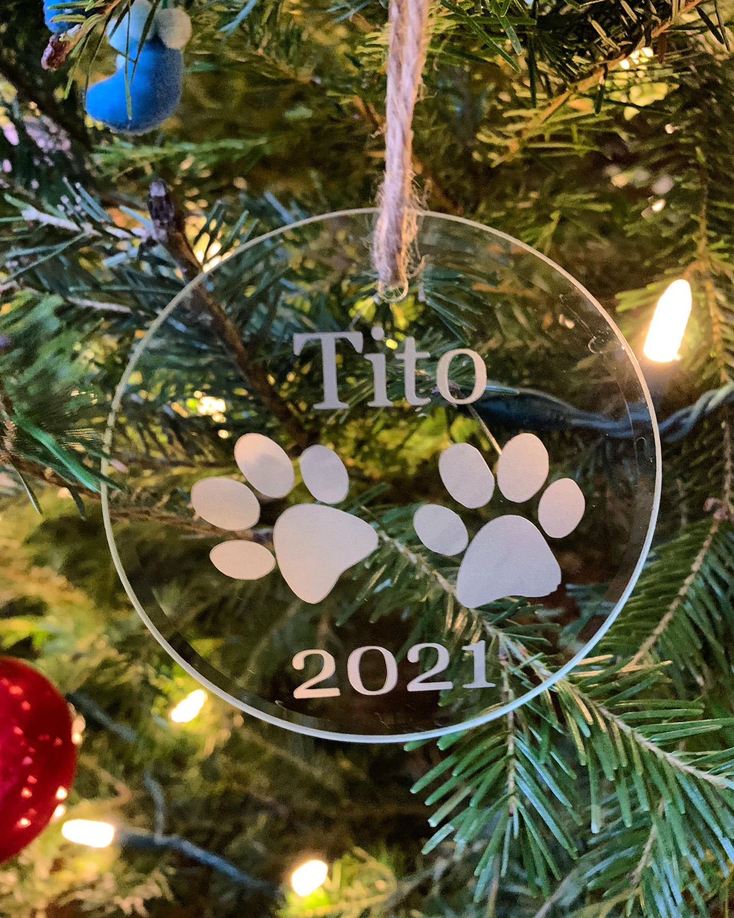 3" Round Flat Glass Etched Ornament